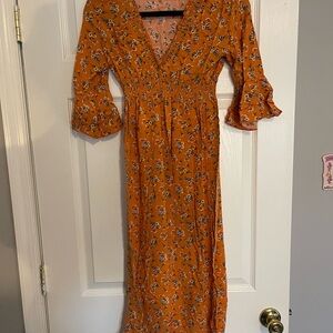 Floral Orange Maxi Dress
